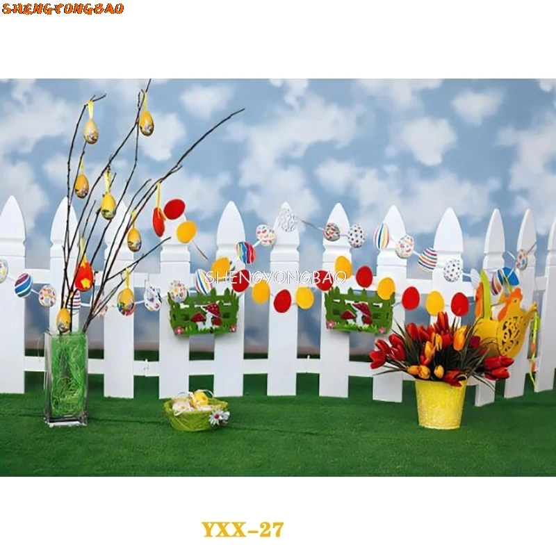 Shengyongbao ฉากหลังสำหรับวันอีสเตอร์มีความสุขสำหรับถ่ายรูปวันเกิดทารกแรกเกิดกองหญ้าไม้อุปกรณ์ประกอบฉาก YXX-64