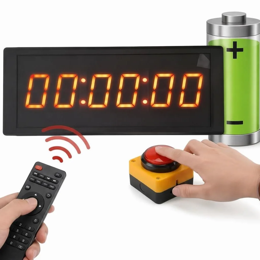Rechargeable Large Screen Timer with Hand Clap Button Remote Control Built-in Lithium Battery Outdoor Usable Timer