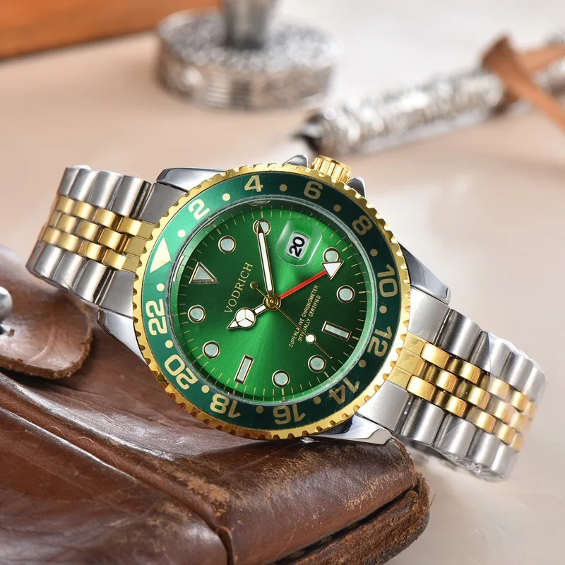 -メンズオリジナルブランド腕時計ゴールドファッションフルスチールバンドシンプルな日付クォーツヴィンテージ腕時計シルバーモントルオムレロホオムブレ