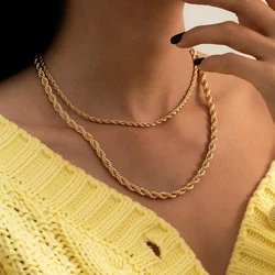 Twisted Rope Chain Necklace for Women Men Minimalist 2/3/4/5/6/7mm Stainless Steel Hip Hop Punk Jewelry Valentine's Day Gift