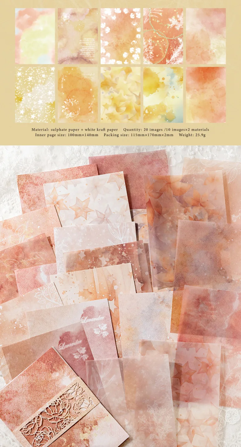 20 Stück/Lot Vintage bunte Ombre-Dekorpapiere, für Handarbeiten und Scrapbook-Dekoration – Detail 12