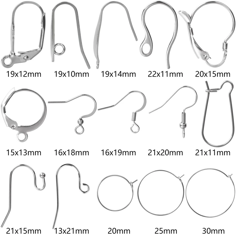 100pcs/lot Stainless Steel Charms Earring Wires With Ear Hook Earrings Clasp Findings DIY Supplies For Jewelry Making Bulk