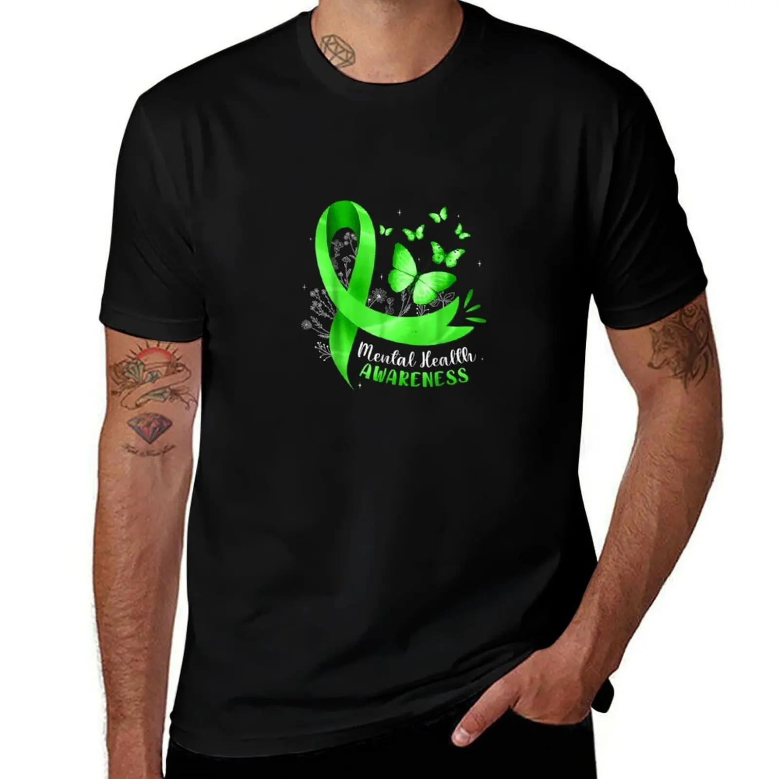 

Футболка с лентой Green Hope, футболка с аниме, рубашки больших размеров, простые черные футболки с рисунком для мужчин