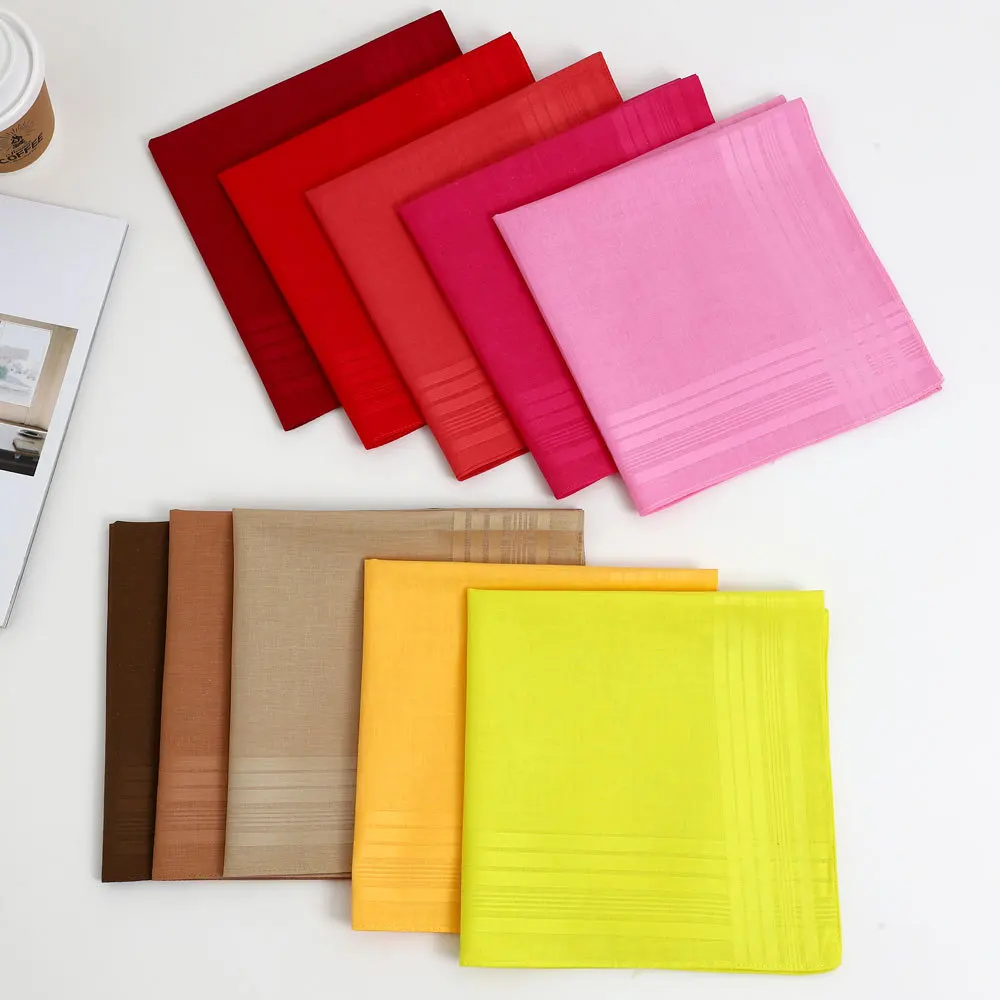 12Pcs Women's Pure Cotton Handkerchief Wipe Sweat Towel Men's Solid Color Plain Color Coaster Old-fashioned Water Absorption