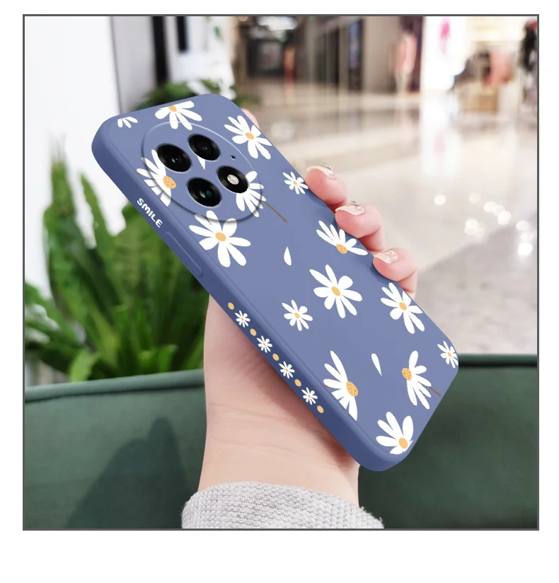 Charmante Gänseblümchen-Handyhülle für Oneplus 15 15R 13 13R 12 12R 11 10 10T 9R 9RT 9 8T 8 7T Pro Flüssigsilikon-Cover – Detail 9