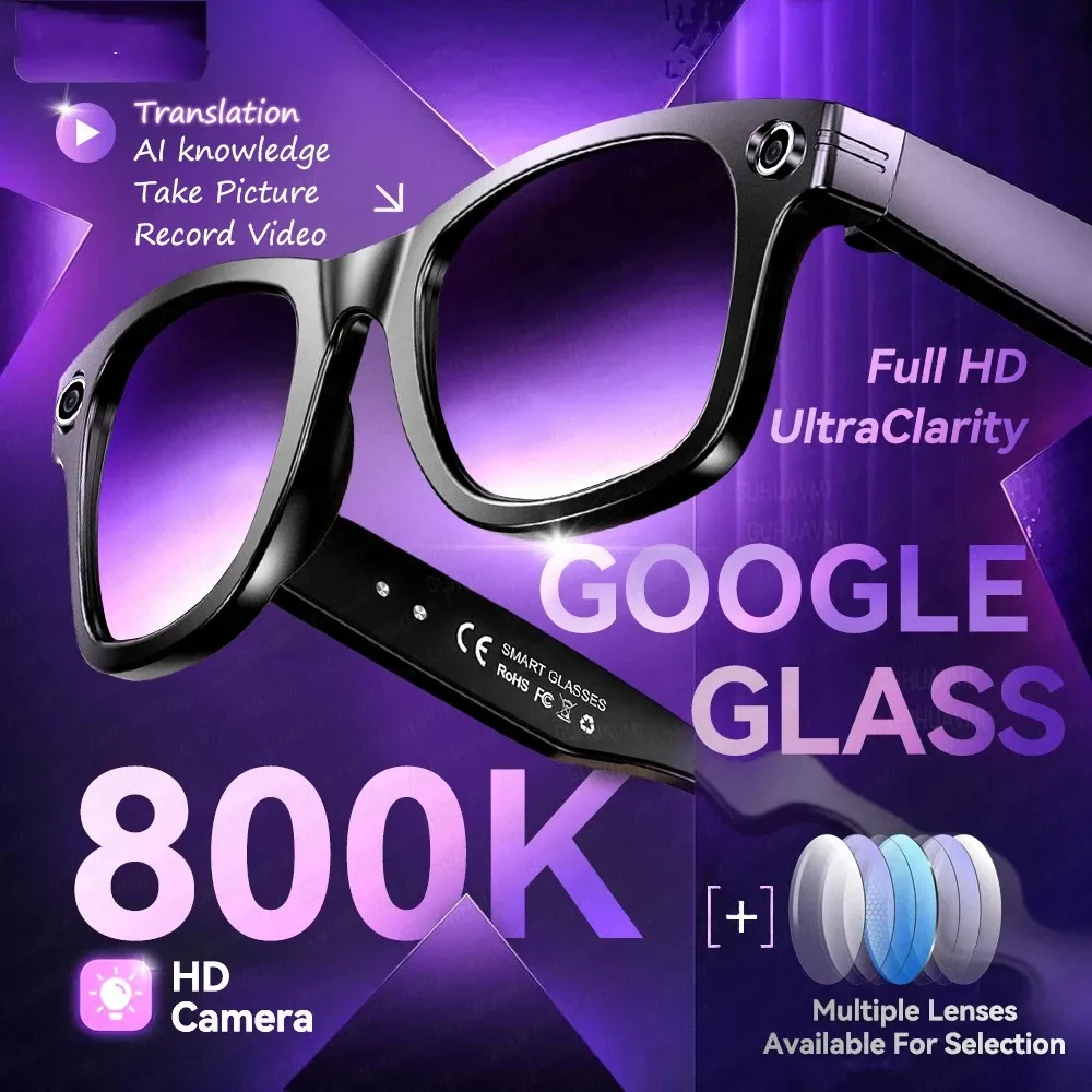 

2026 AI Smart Glasses with 8MP Camera Video Call Recording 100+ Languages Translation Sunglasses Bluetooth Music Play Men Women