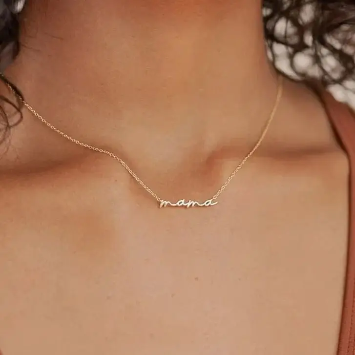 Mother's Day Small Letter mama Pendant Necklace For Women Gold Color Mom Nameplate Clavicle Chain Choker Jewelry Initials Gifts