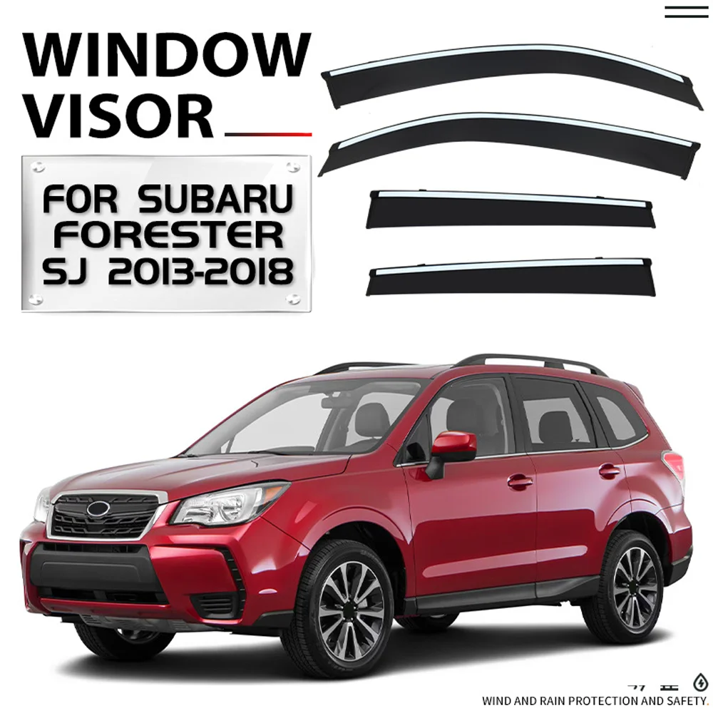 

Chrome Strips Rain Guards for SUBARU Forester 4TH 2013-2018 Window Visor Wind Deflectors Door Visor Vent Shades Ventvisor