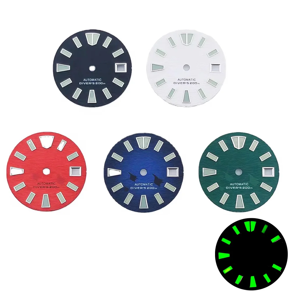 Customized 29mm Dial NH35 Watch Dial Fit for NH35 NH36 Movement 29mm Watch Faces Green Luminous Dial