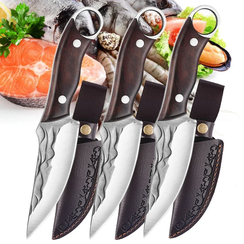 Professional Kitchen Knives Meat Cleaver Knife Hand Forged Stainless Steel Fish Fruit Butcher Boning Kitchen Chef Knife BBQ