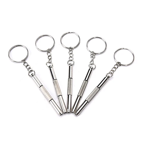 5pcs Mini 3in1 Eyeglass Screwdriver Sunglass Watch Repair Kit Tool with Keychain Eyeglass Screwdriver Repair Kit