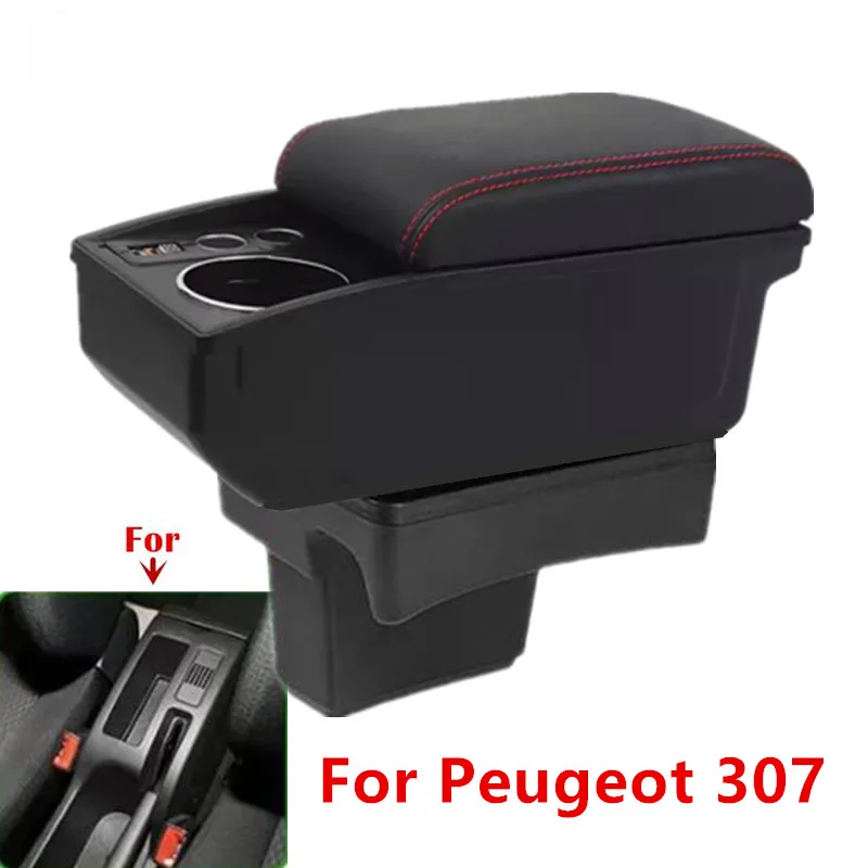 Für Peugeot 307 Armlehnenbox für Peugeot 307 CC Cabrio Auto-Armlehne Doppelschichtige Aufbewahrungsbox Nachrüstung Innenraum Auto-Zubehör