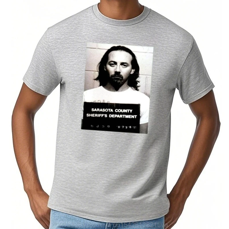 Pee Wee Herman Mugshot 1991-T-Shirt-Männer weiß 2022 Mode Baumwolle Slim Fit Top-Shirts für Männer individuell bedruckte Hemden