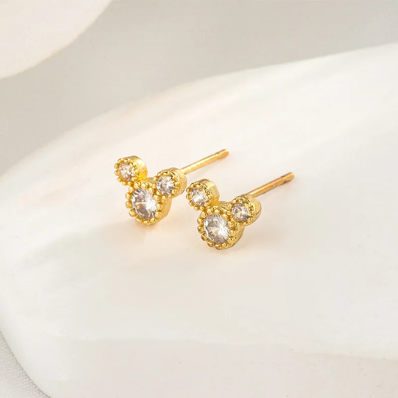 New Fashion Cute Mini Mouse Ear Stud Earrings For Women Female Zircon Girls Piercing Jewelry Accessories Gifts Qd342 image 4