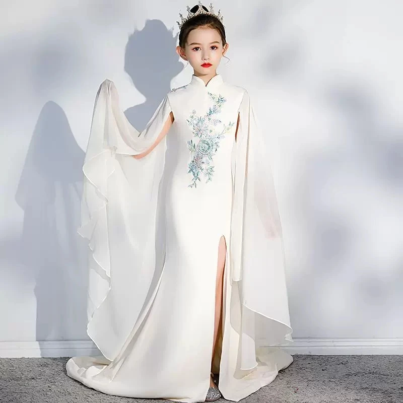 

Элегантное вечернее платье-русалка для девочек, шифоновое платье принцессы, модное платье для детских показов, выступлений на фортепиано и праздничных мероприятий