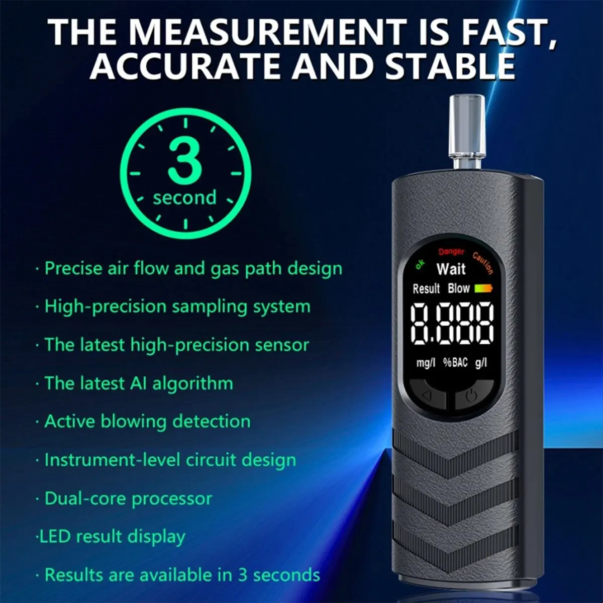 Portable Alcohol Tester Breathalyzer Alcoholimetro Digital Detector for Home Display Drunk Driving Car Electronics