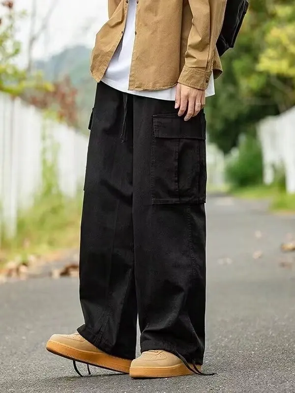 

Men's Autumn Winter Drapey Fleece Lined Loose Straight Leg Casual Trousers Large Size Sweatpants Comfortable Polyester Fiber