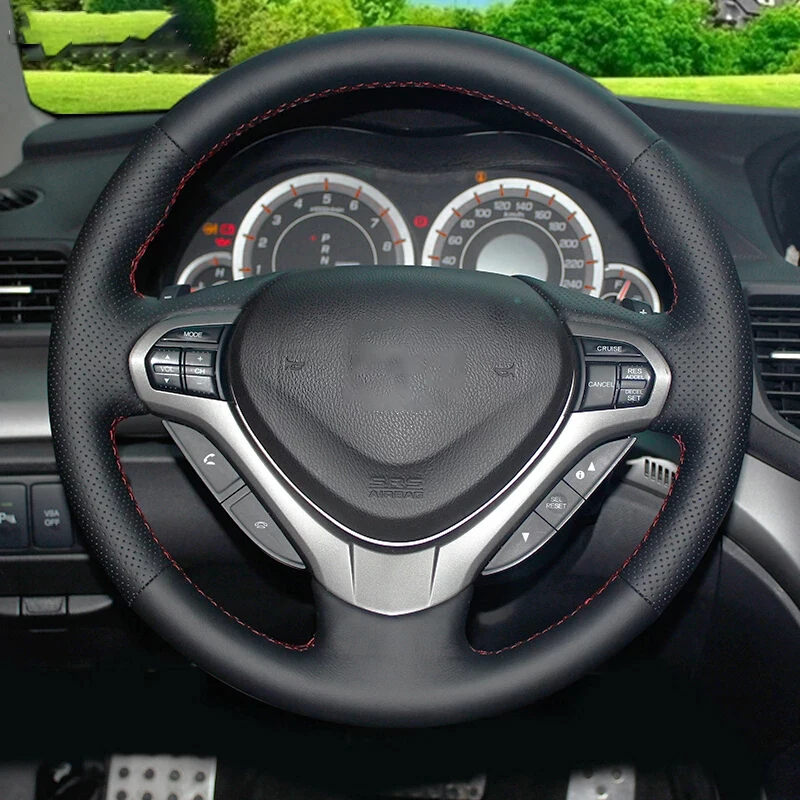 Car Steering Wheel Cover Auto Interior Accessories Microfiber Leather Hand Sewing Anti-Slip For Honda Spirior OId Accord