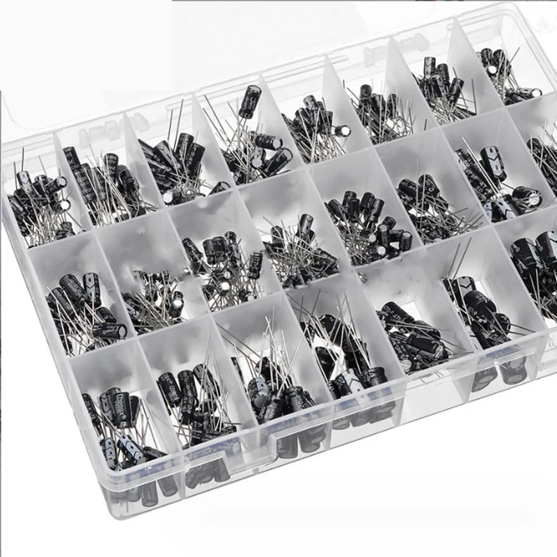 24 specifications of 500 electrolytic capacitors sorting box kit range 0.1uF - 1000uF 50V 15V micro electrolytic capacitors