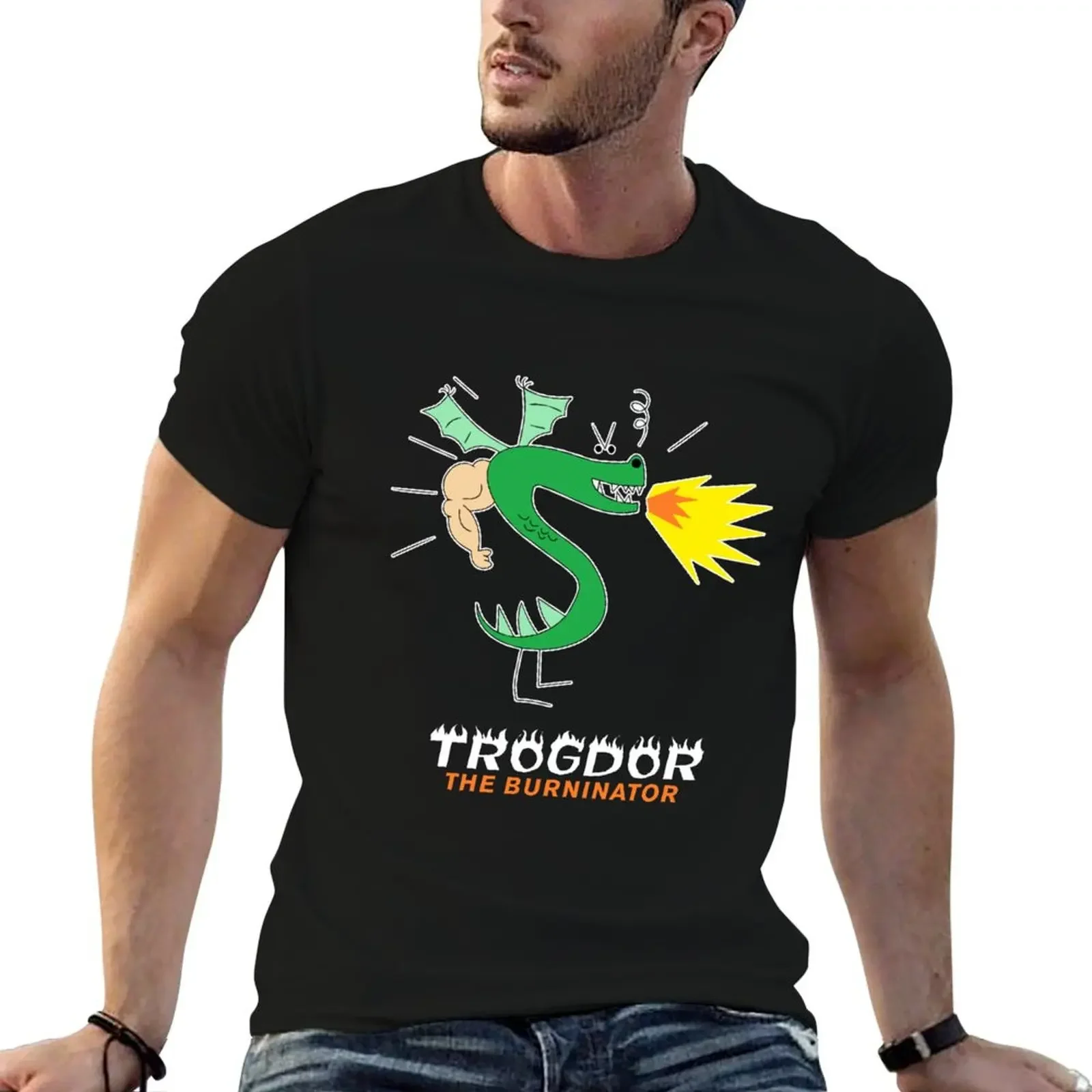 Trogdor the Burninator Dragon T-Shirt luxury designer T-shirts oversize oversized t shirt blacks mens big and tall t shirts