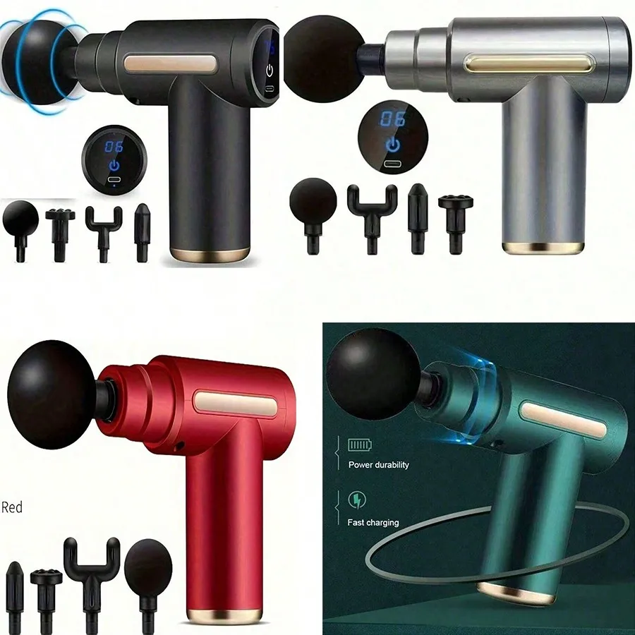 

Portable Muscle Massage Gun For Body Massage, With Led Touch Screen,More Speed Adjustment, Rechargeable, And 4 Replaceable