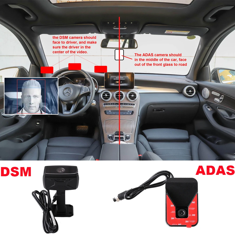 4 Channel ADAS DSM Car DVR with 4G GPS AHD Camera  SD Card Video Recorder for Training Car Driving Mobile DVR for Truck Bus Van