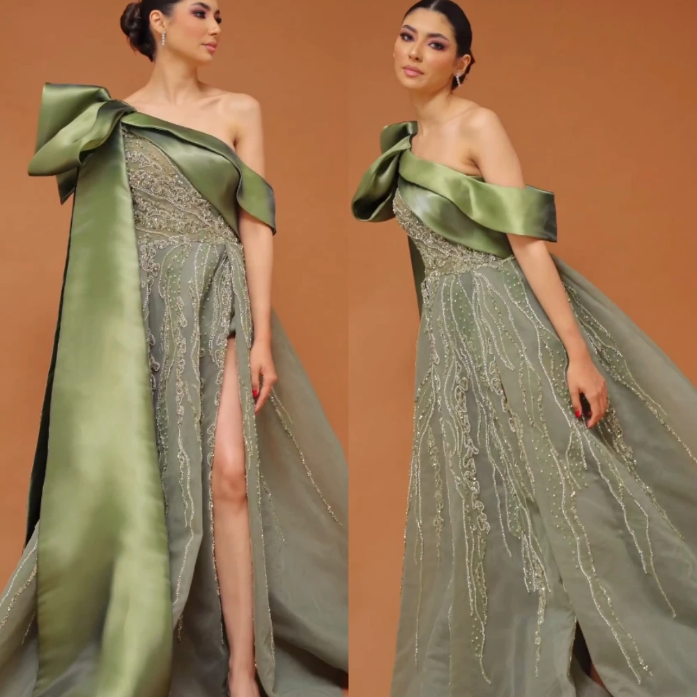 Elegant Customized Off-the-shoulder Ball Gown Floor Length Evening Dress Formal Ocassion Beading Tulle vestido de gala