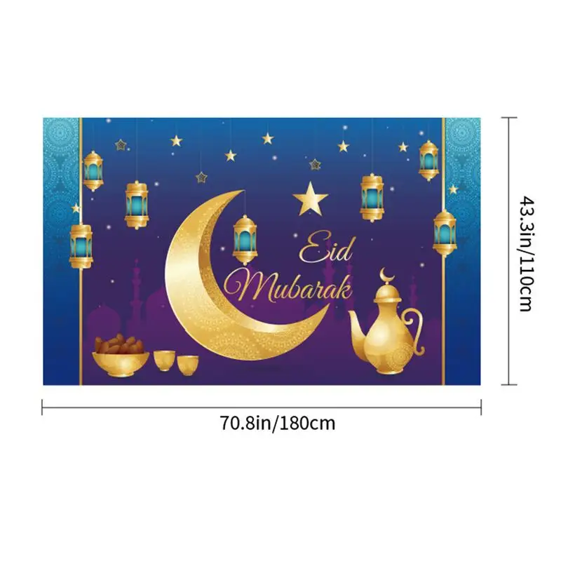 Telón de fondo con temática de Eid, cartel de 70,86x43,30 pulgadas con temática de templo, cielo, estrellas, Luna, adornos de escritorio, papel tapiz de regalo