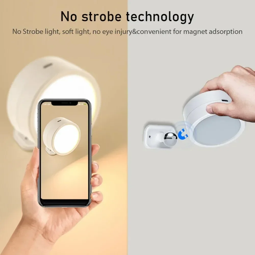 LED Wall Lamp with Remote Control RGB Dimmable Rechargeable Wall Sconces Magnetic 360° Rotation Cordless Wall Lights for Bedroom