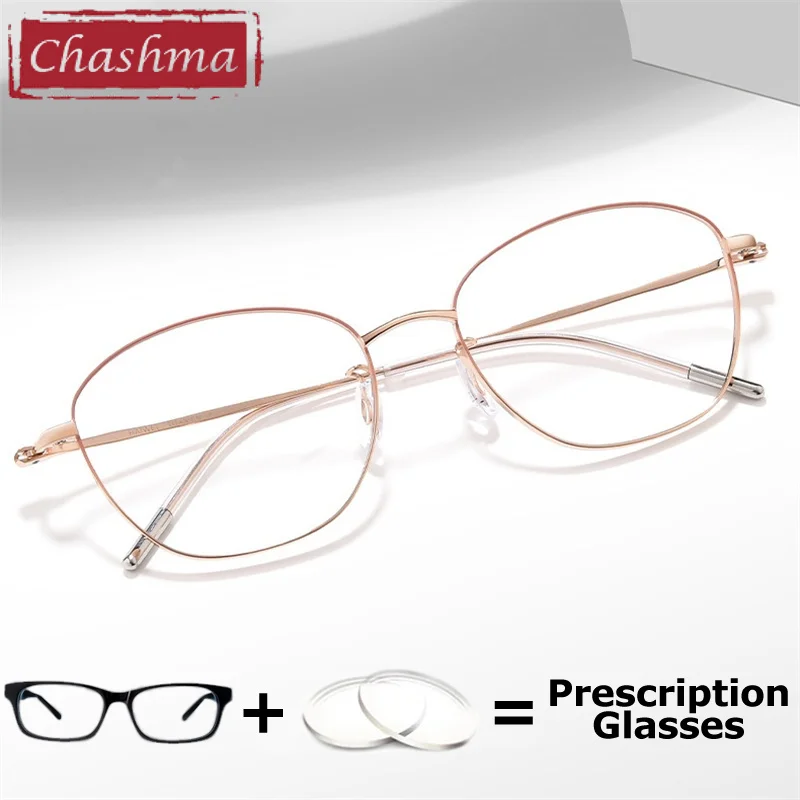 

Pure Titanium Women Prescription Glasses Office Working UV Protection Myopia Optical Crystal Progressive Recipe Lenses for Lady