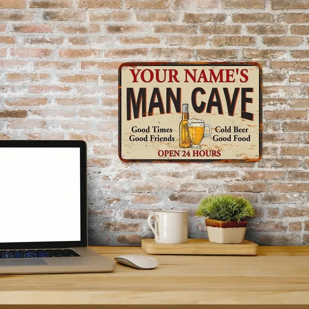 CIFbuy Leisure Lounge Metal Plaque,Custom Name Beer Bottle Mug 24H Open Wall Decor (Only For Decoration)
