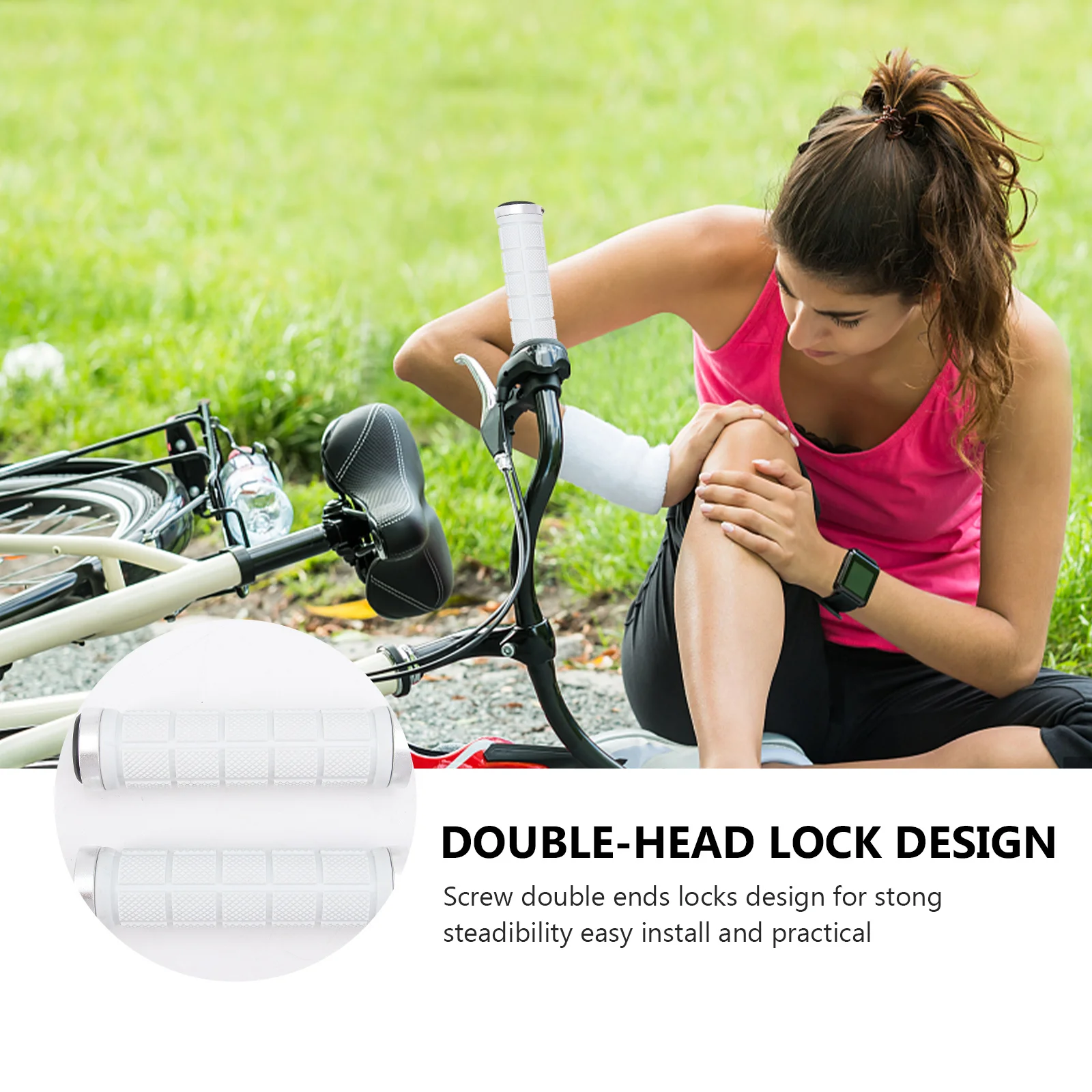 

1 Pair Lockable Skid-Proof Bicycle Handlebar Grips Rubber Anti-Slip End Caps For Road Mountain Bike Cycling Wear-Resistant