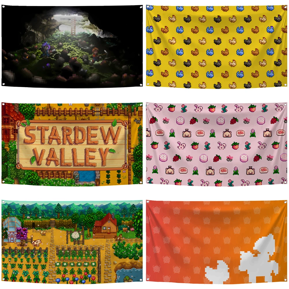 2×3Ft 3×5Ft Stardew Valleys Flag Polyester Printed Game Tapestry Banner For Decor