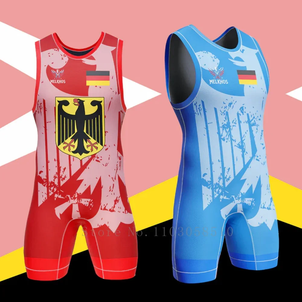 MELKHOS Germany Singlet Team Singlet professional-grade competition apparel Wrestlers competing tournaments Weightlifting suit