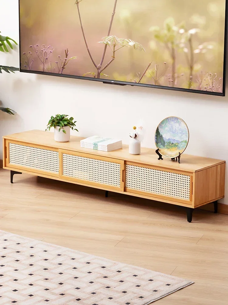 

TV cabinet simple modern coffee table TV cabinet combination small apartment solid wood living room bedroom light luxury floor