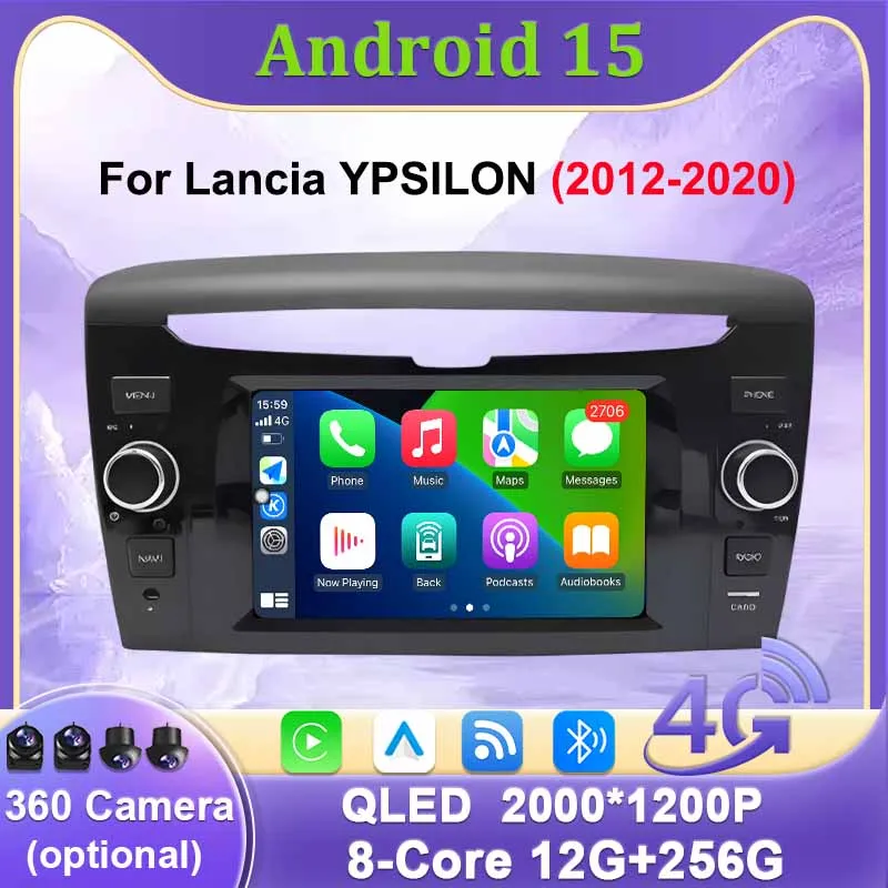 Android 15 Car Radio Autoradio Car radio GPS For Lancia YPSILON  2012 - 2020 Central Multimedia Players Smart car systems WIFI