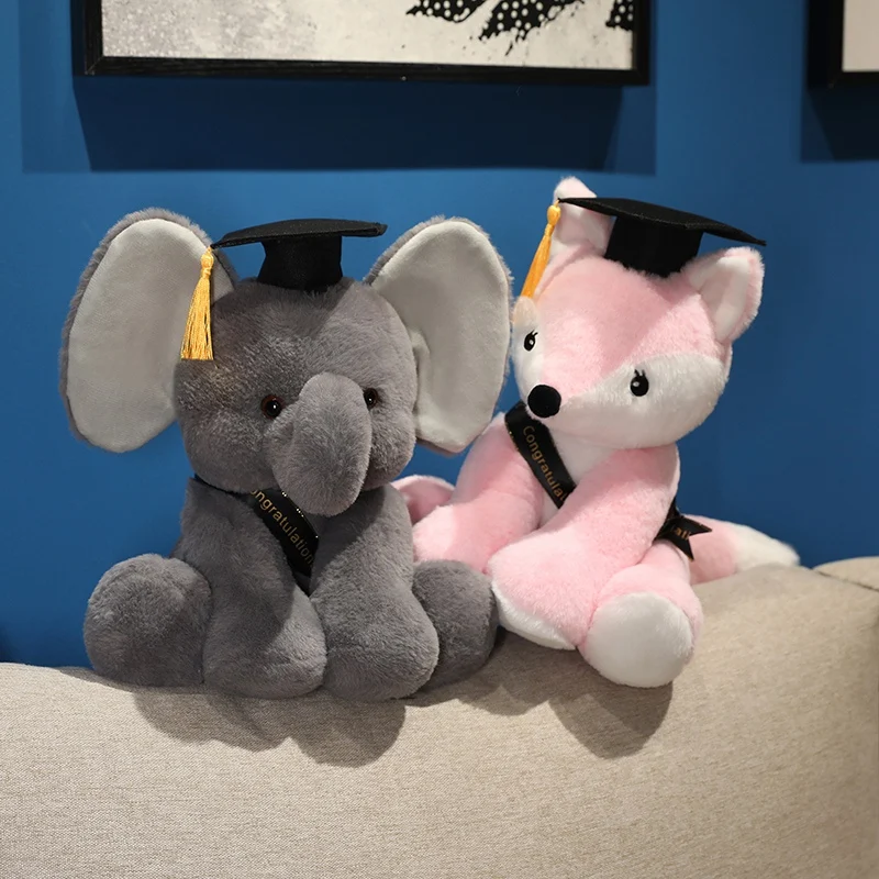 28 cm schattig Dr. Olifant knuffel gevuld zacht Kawaii Fox dier poppen afstudeercadeaus voor kinderen kinderen meisjes hoge kwaliteit