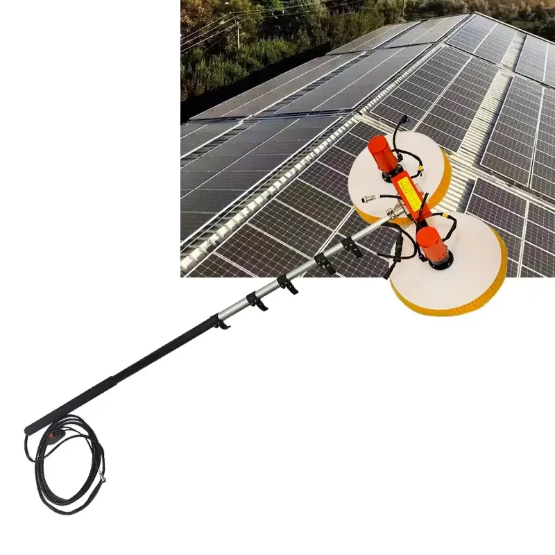 Hongrun H/R41 Telescopic Water Fed Pole Kit with 20m Pipe 3/4/5 Sections Double Head Brush for Rooftop Solar Panel Cleaning