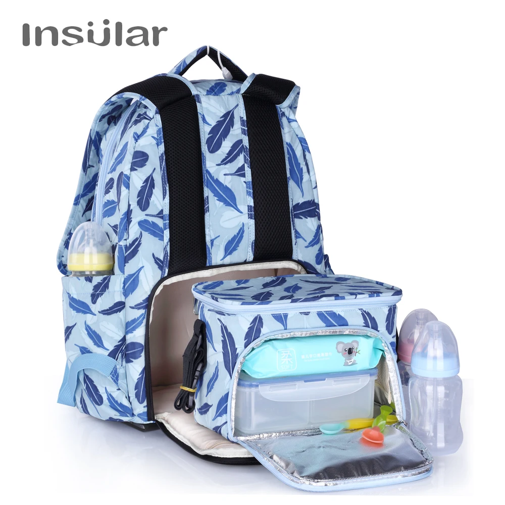 INSULAR Mother Bag Baby Nappy Bag Large Capacity Maternity Mummy Diaper Backpack with Thermal Insulation Diaper Stroller Bag