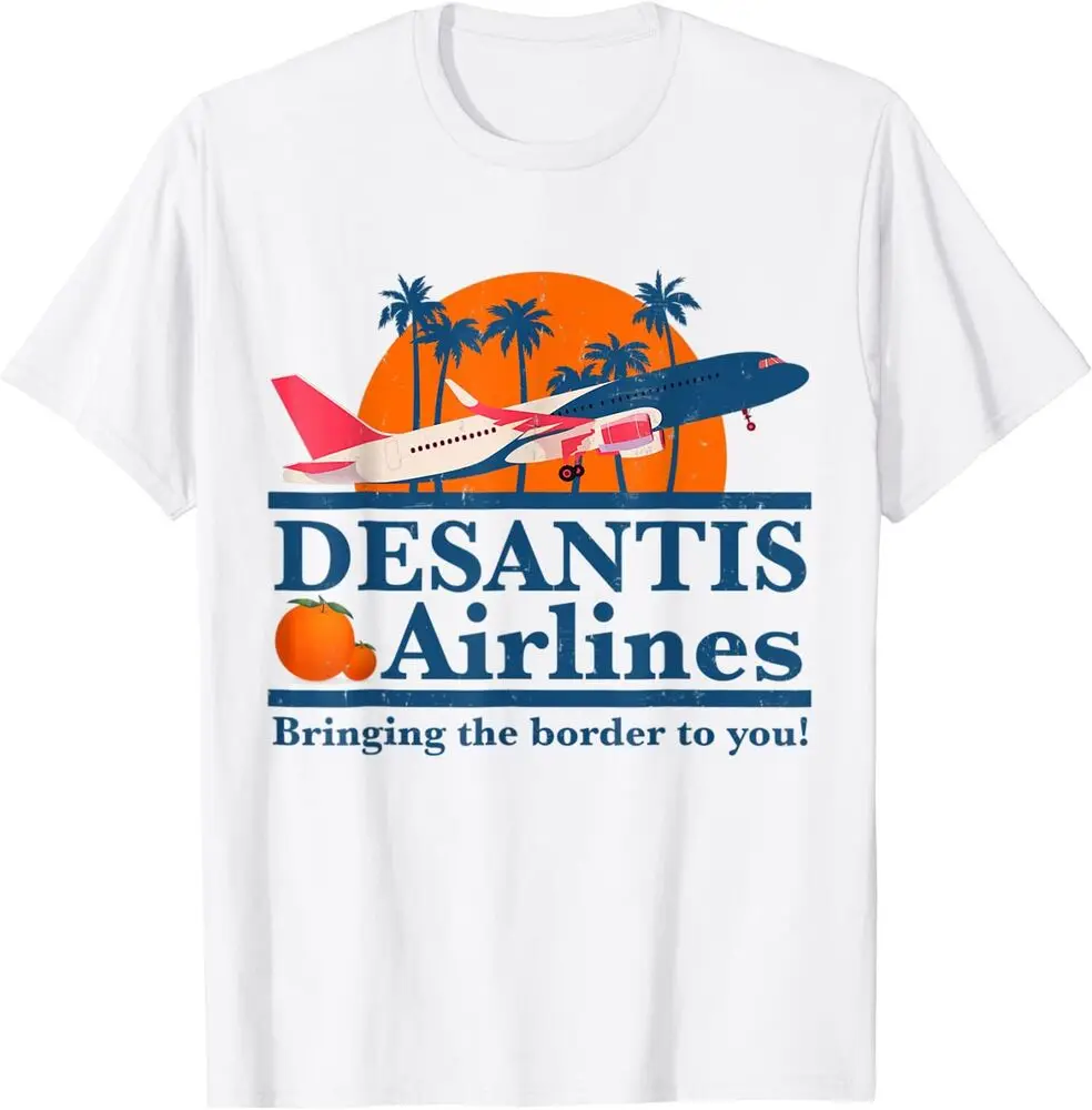 DeSantis Airlines Funny Political Meme T-Shirt Unisex T-shirts For Man Woman Short Summer Tees  Fashion Couple's Cloths