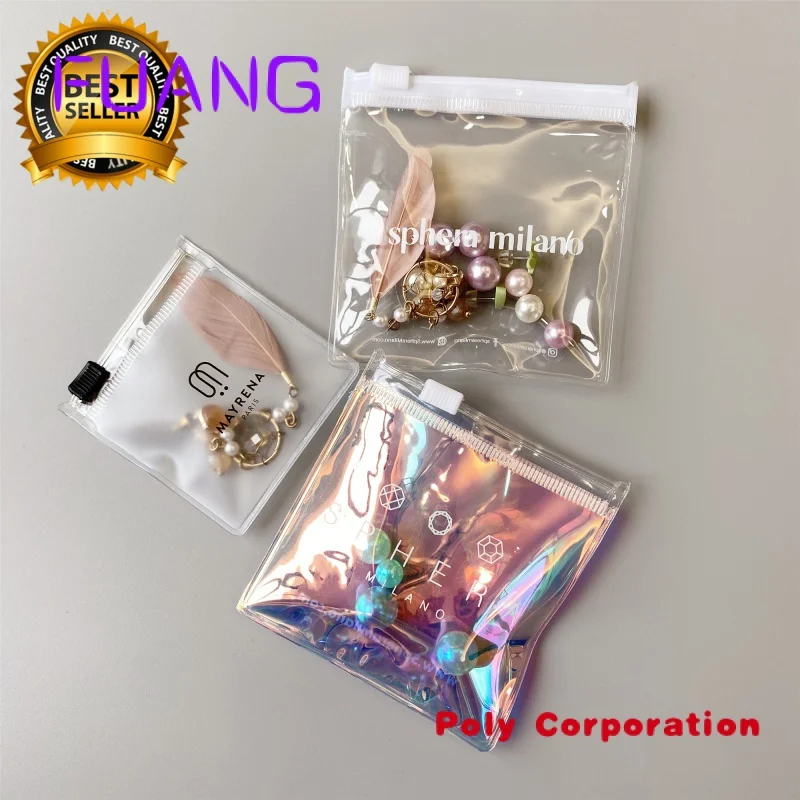 Custom  High Quality colored laser holographic Mylar custom logos Cosmetic zip lock packaging bags Jewelry Pouch