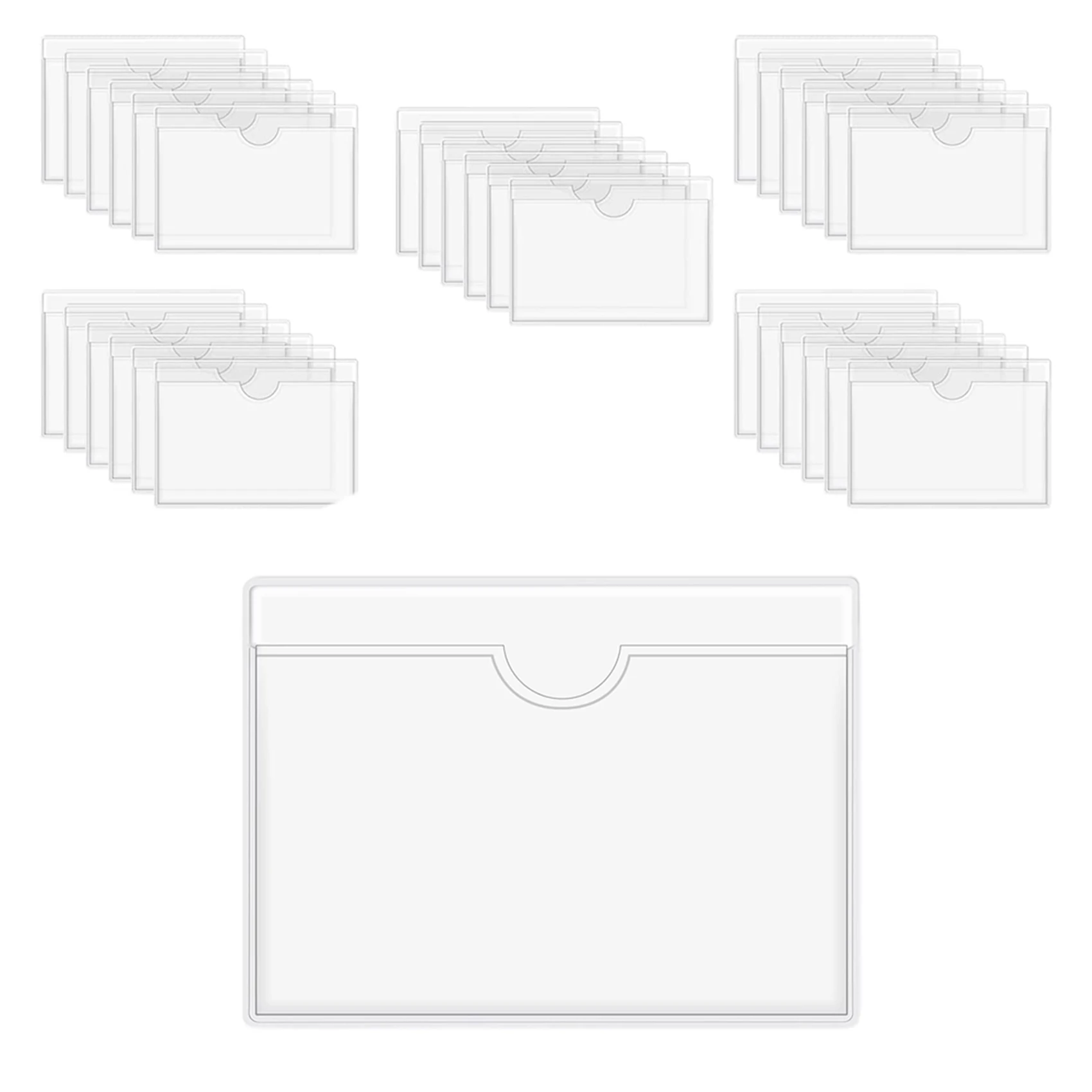 

180Pcs Self-Adhesive Label Holder Card Pockets Label Holder Clear Library Card Holders With Top Open For Index Cards