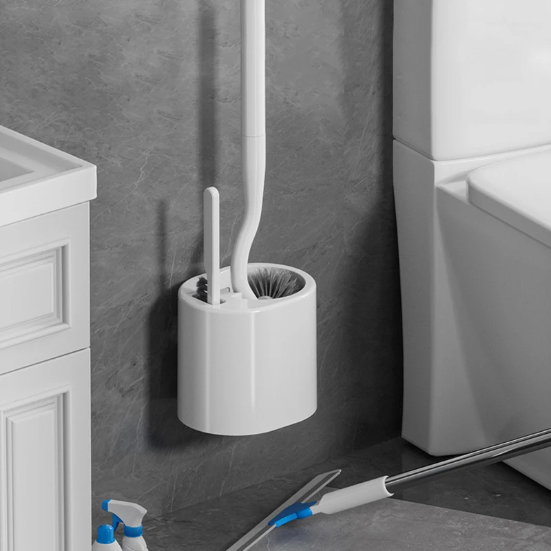 Bathroom Accessories White Toilet Brush Sets Wall-mounted Toilet Cleaning Soft Wool Long Handled No Dead End Cleaning