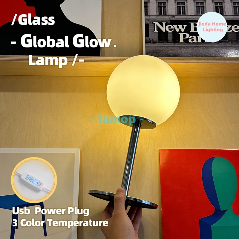 

Murano Glass Table Lamp Bauhaus Minimal Modern Geometric Glass Bedside Lamp 3 Color Temperature Study Office Decor Table Lamp