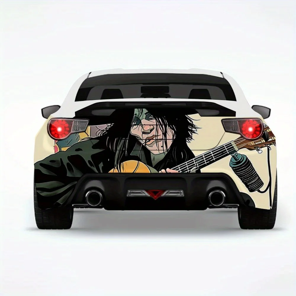

Guitarist Illustration Car StickerVinyl Decal for Car Rear, Waterproof Self-Adhesive Vinyl Stickers for Vehicle Tail & Bumper, D