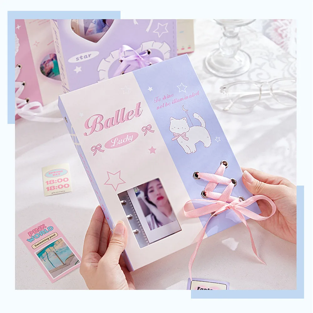 Kpop Idol Photocard Holder Photo Album with 20pcs 4grids Inner Pages Binder Photocards Album for Photographs Collect Book