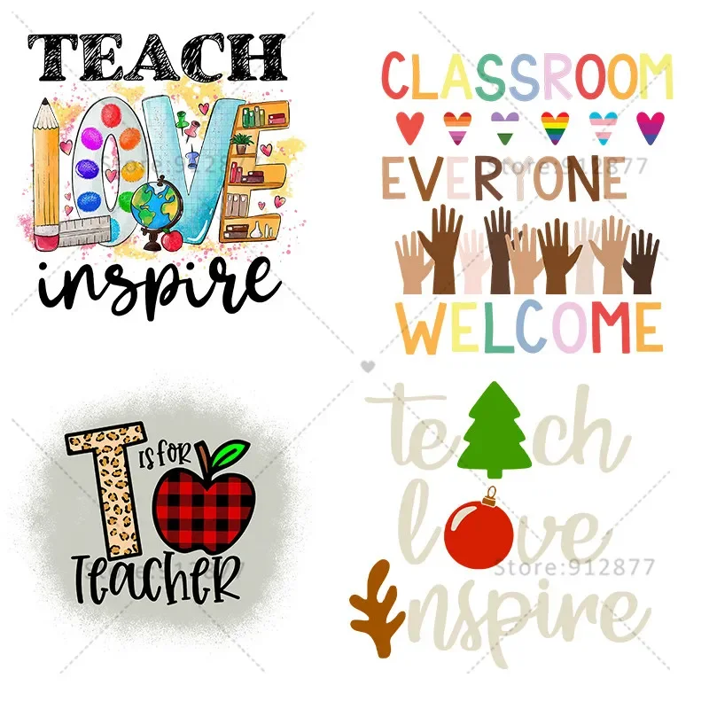 Custom Ready to press DTF Transfers  Teach Love Inspire Leopard Classroom Welcome Everyone Teacher Mode DTF Print