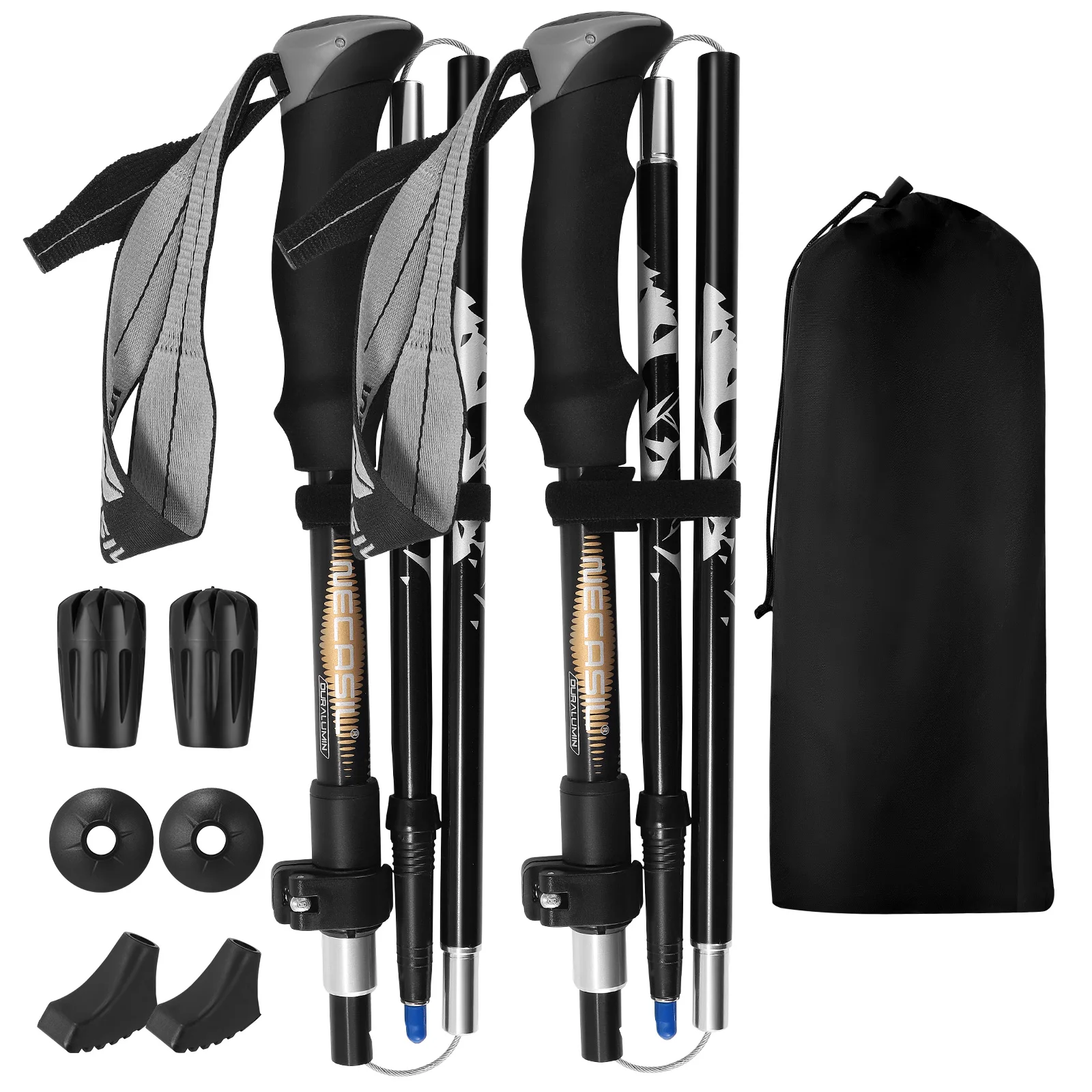110-125 Cm Trekking Poles EVA Handles Foldable Adjustable Aluminum Alloy High Density Nordic Walking Poles 1 Pair