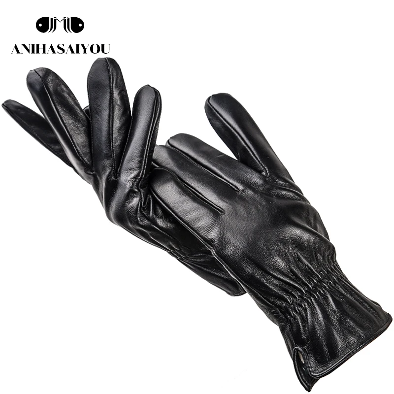 

Fashion black mens leather gloves,Simple gloves male winter,driving men's gloves,sheepskin leather gloves men - 8020Y