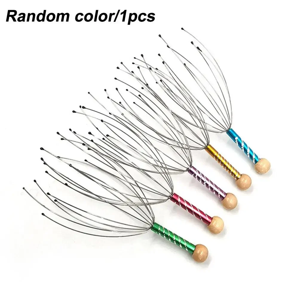 Octopus Head Massager Stainless Steel Scalp Scratcher Acupressure Tool Relieve Fatigue Stress Relax Health Care Random Color